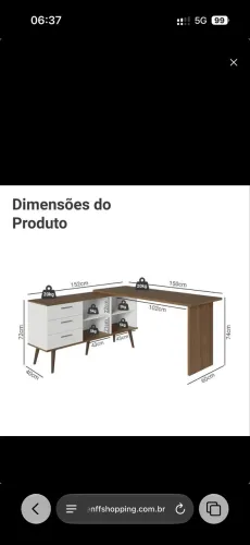 Mesa escritório em L