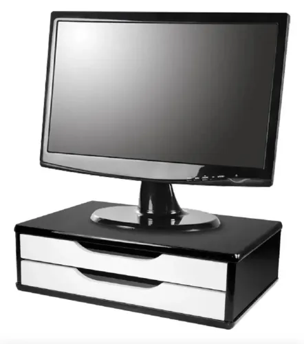 Suporte Monitor - Mesa Preto Mdf 2 GV (Retirar no Local)
