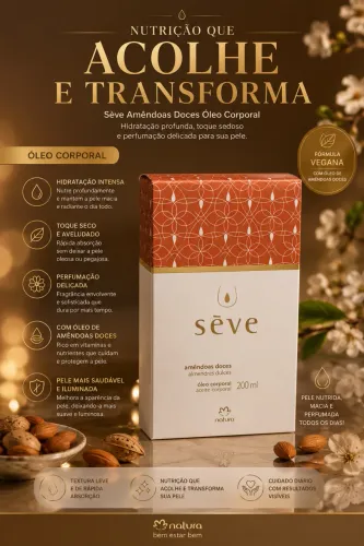 Óleo Corporal Natura Sève Amêndoas Doces 200ml