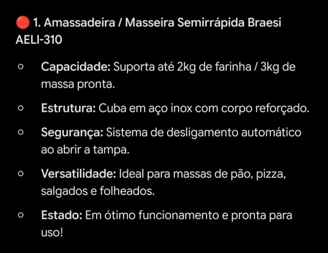 MASSEIRA 3 KLS BRAESI
