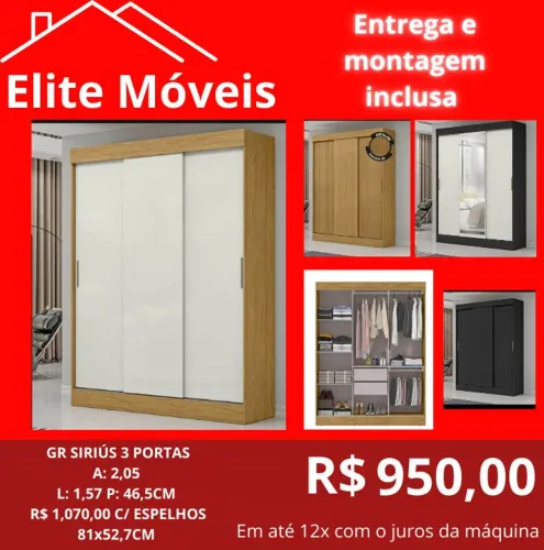 Guarda-Roupa com a montagem e a entrega.