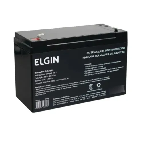 Bateria Selada Vrla Elgin 12v 7ah Nobreak Alarme Cerca Nova