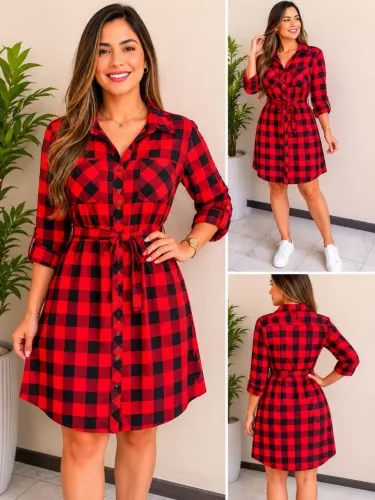 Vestido xadrez tamanho G mais dar em quem usa P ou M