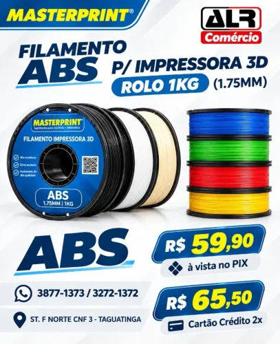 FILAMENTO ABS PARA IMPRESSORA 3D ABS ROLO 1KG (1.75MM) MASTERPRINT