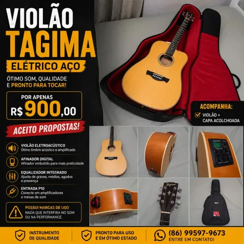 Violão Tagima Eletroacústico + Capa Acolchoada