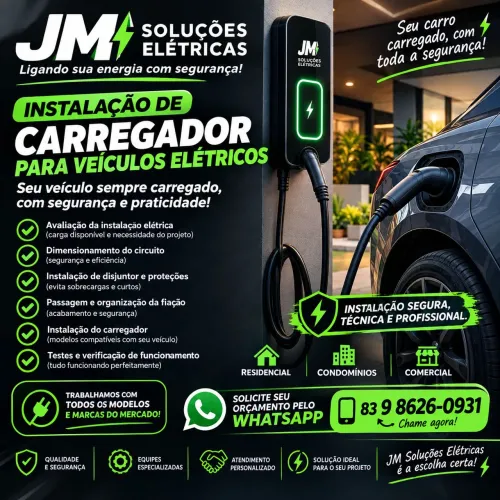 Instalação de Carregador para Veículo Elétrico | JM Soluções Elétricas