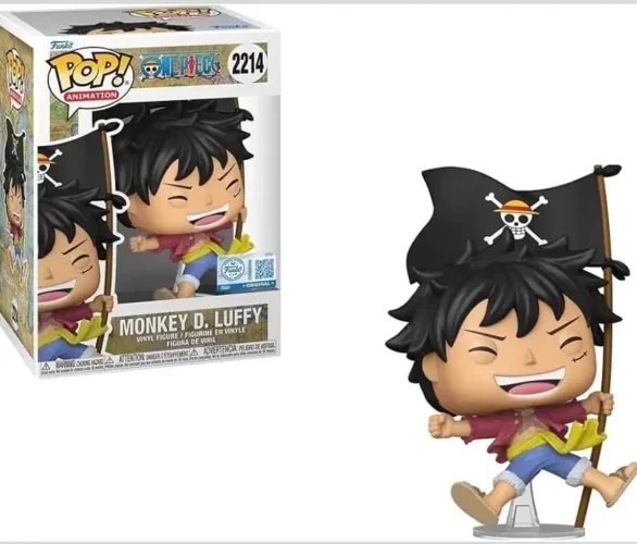 Funko Pop One Piece - 2214 Luffy com bandeira - novo e original