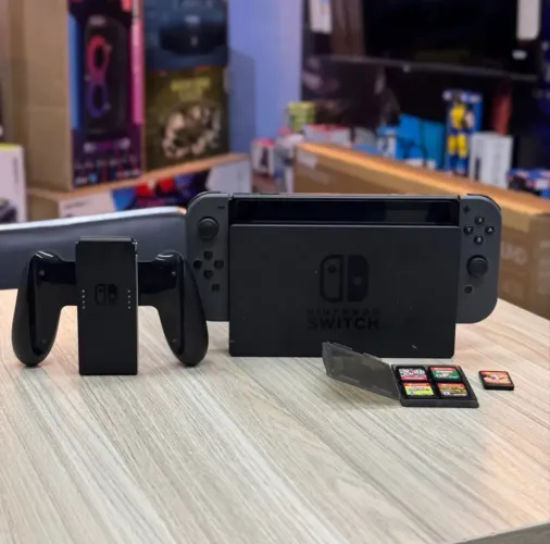 NINTENDO SWITCH + 5 COM JOGOS FÍSICOS ORIGINAIS! + ACESSÓRIOS