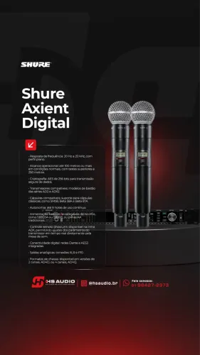 Microfone Sem Fio Shure Axient Digital Profissional AD