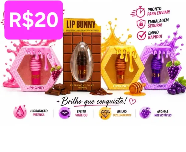 Gloss Labial  Chocolate, Lip Bunny, lip honey, lip berry