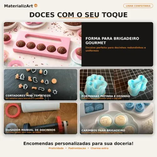 Kit e acessórios para confeitaria ? brigadeiros e doces personalizados