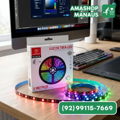 Fita de LED RGB 5 Metros USB Colorida