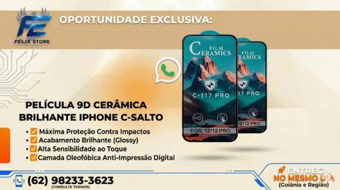 Película Cerâmica C-Salto iPhone 12 e 12 Pro  NO CARTÃO ACEITAMOS LINK - FÉLIX STORE