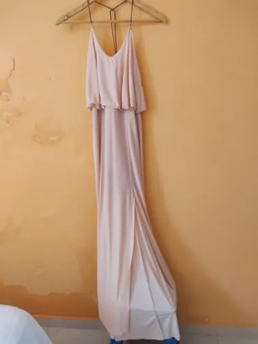 Vestido longo cor salmão 