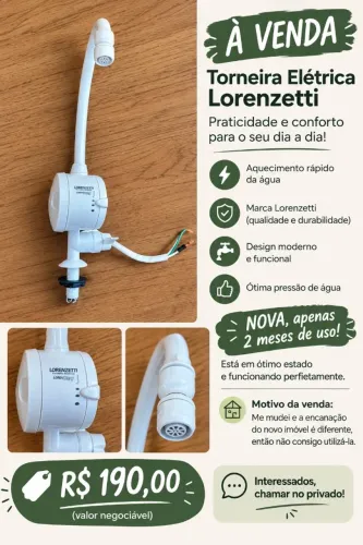  TORNEIRA ELÉTRICA LORENZETTI À VENDA
