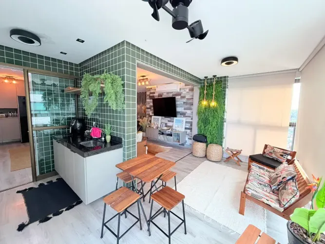 Gran Marine Mobiliado - Beira Mar, 114 m2, 3 quartos, varanda gourmet, vista mar.