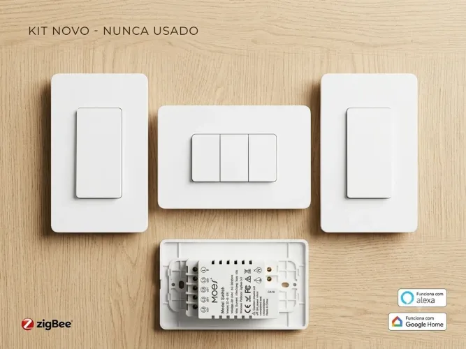 Kit Interruptor Inteligente MOES Zigbee 3.0 Tuya - Funciona Com ou Sem Neutro (Novo)