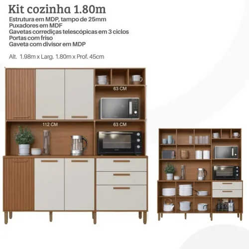 Armário de cozinha New Grecia 1.80m