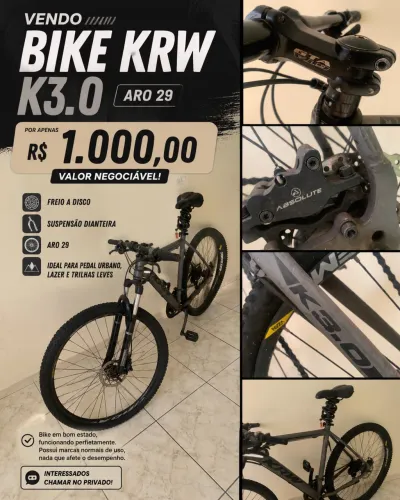 BICICLETA KRW K3.0 aro 29 (hardtail MTB).