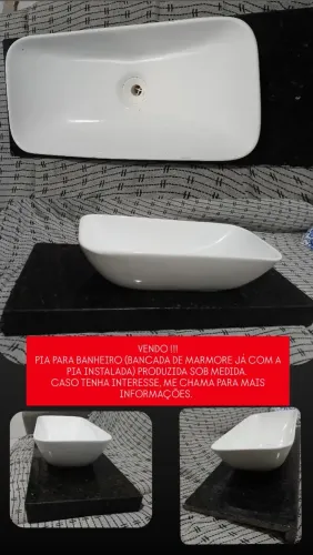 VENDO PIA PARA BANHEIRO, COM PEDRA DE MARMORE E CUBA DE SOBREPOR JA INSTALADA. 