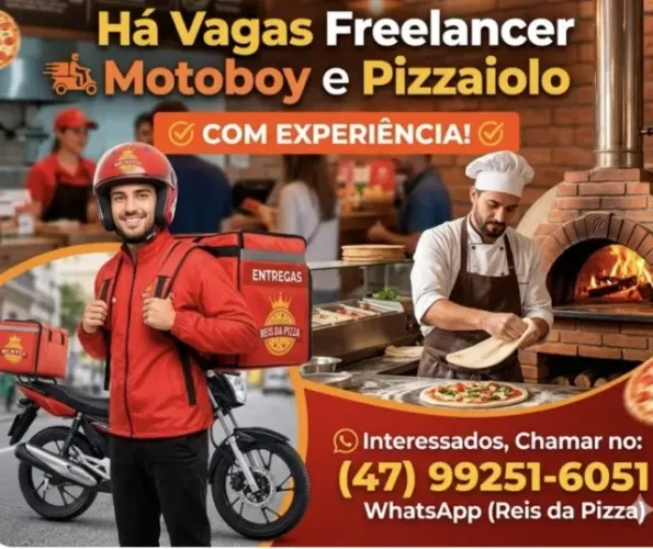 Há vagas Pizzaiolo Free lancer