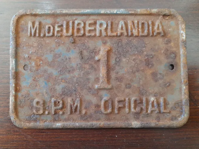 Placa Raríssima Antiga Original Veicular Oficial Número 1
