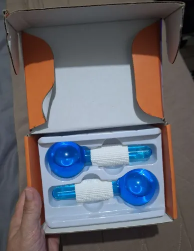 Par de Esferas de ? Vidro para Massagem Facial (lce Globes / Cromoterapia) - Azul