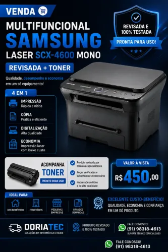 Samsung SCX-4600 Laser Multifuncional Recondicionado + Toner - R$ 450