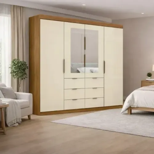 Guarda Roupas com 4 Portas e 6 Gavetas Bahrein