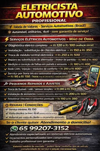 Eletricista Automotivo a Domicílio em Cuiabá e Várzea Grande