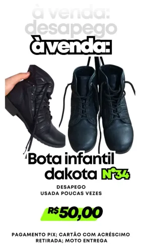 Bota infantil cano curto