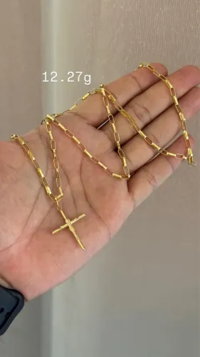 Cordão tijolinho em ouro 18k 65 centímetros 12 gramas 