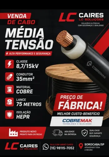 CABO MACKMÉDIA XLPE 90°C (Blind. 06mm²) 1x35,0mm² 8,7/15kV PT