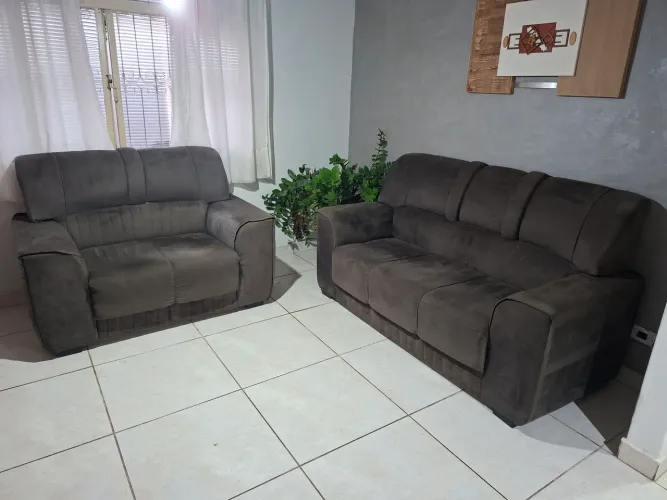 Vendo sofa 2 e 3 lugares  - CINZA ESCURO - Suede