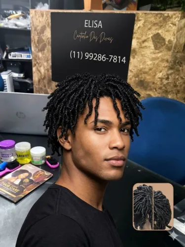 Prótese capilar masculina, crespa com dreads
