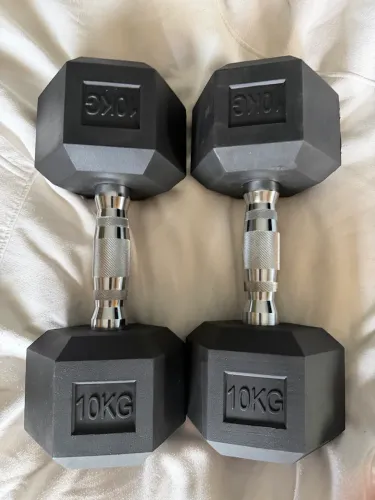 Par de Halteres Hexagonais 10kg Cada - 20kg Total - Novos