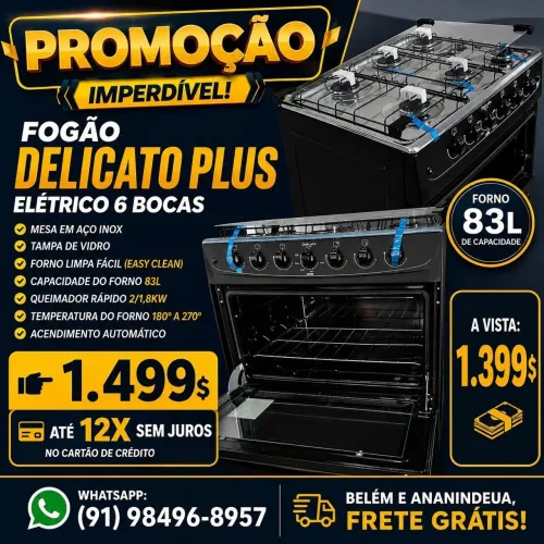 FOGÃO ELÉTRICO 6 BOCAS