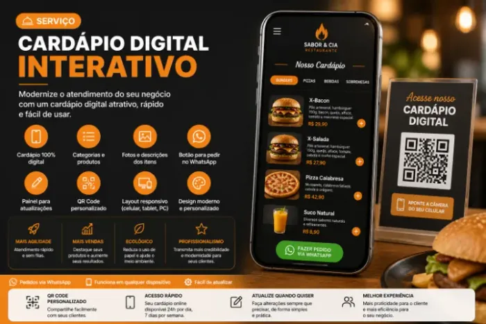 Criação de Cardápio Digital Interativo no valor de R$ 129,90