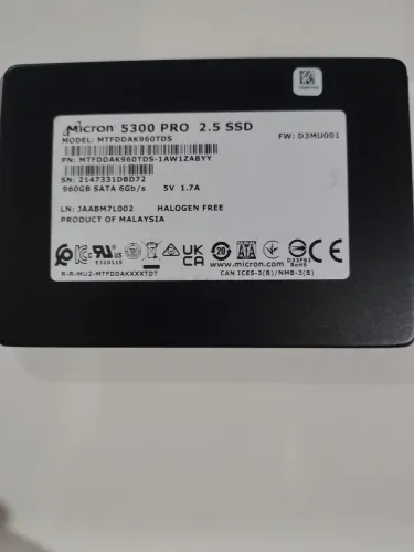 SSD mícron 5300 PRO 960GB sata 6gb/s 2,5" sff (100% saúde)