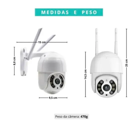 Kit 4 Câmeras WiFi IP66 Externa PTZ Visão Noturna Acesso pelo Celular