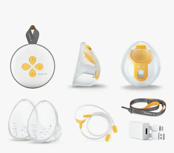 Extrator de leite materno hands-free da marca Medela.