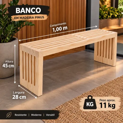 Banco de madeira 1,00 metro 