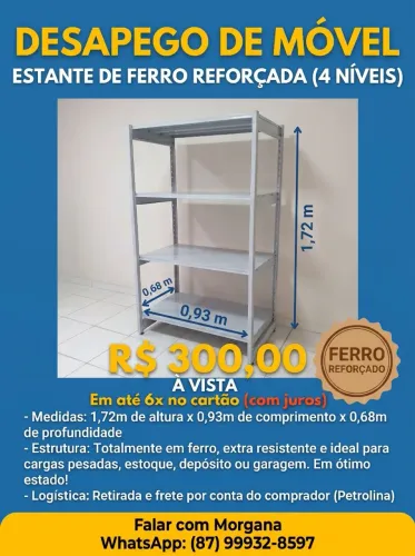 Estante de Ferro Reforçada (4 Níveis) para Cargas Pesadas - Petrolina