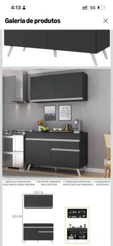 armário de cozinha compacto veneza preto (apenas o flutuante)
