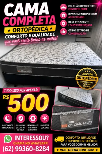 ? CAMA BOX CASAL ORTOPÉDICA ORTOBOM - R$ 500