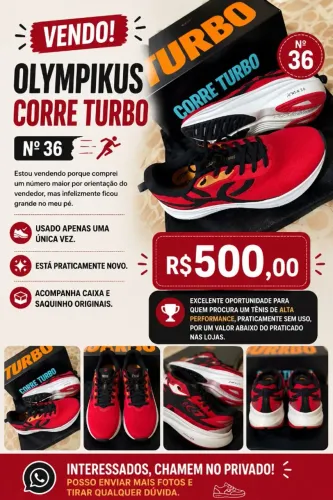 Tênis Olympikus Corre Turbo Nº 36 - Usado 1 Vez, Como Novo