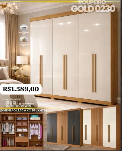GUARDA ROUPA DE CASAL ROUPEIRO GOLD 0230