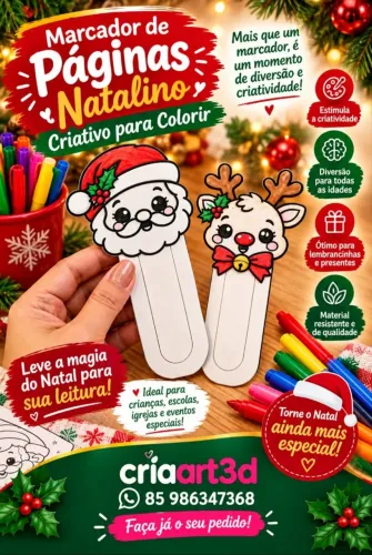 Marcador natalino para colorir