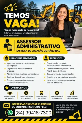 Vaga para assessor administrativo