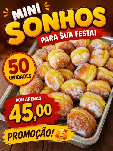 Promoção Mini sonho para festa por apenas 00,90 centavos